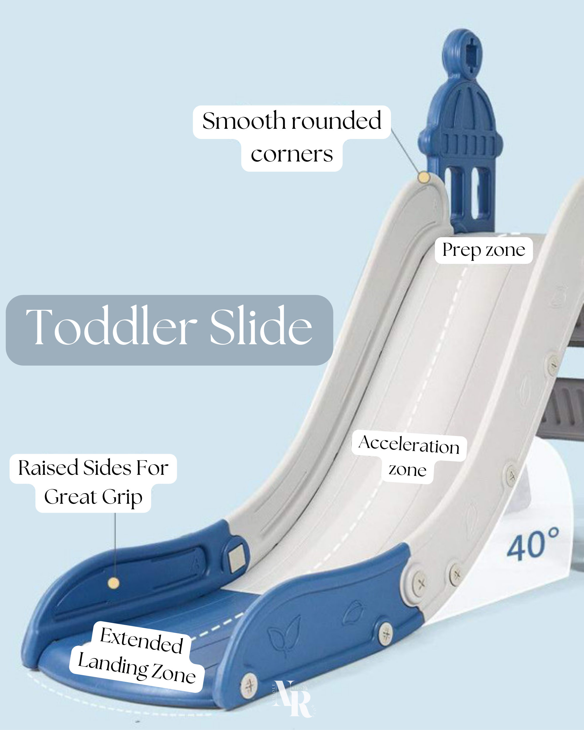 Toddler Slide with Basketball Hoop, Football Goalpost & Ring Toss for Girls and Boys - 4 in 1 Indoor/Outdoor Play Equipment for Children - Includes 2 free bonus balls and rings