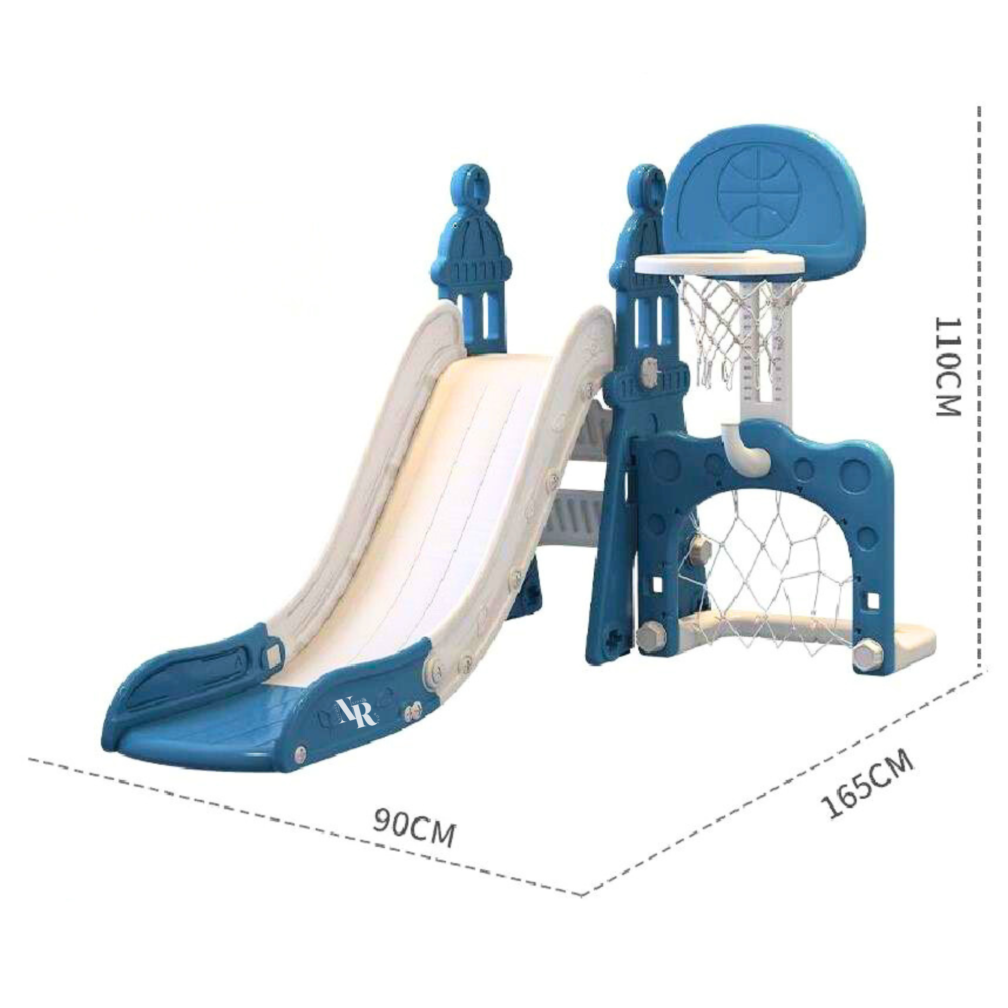 Toddler Slide with Basketball Hoop, Football Goalpost & Ring Toss for Girls and Boys - 4 in 1 Indoor/Outdoor Play Equipment for Children - Includes 2 free bonus balls and rings